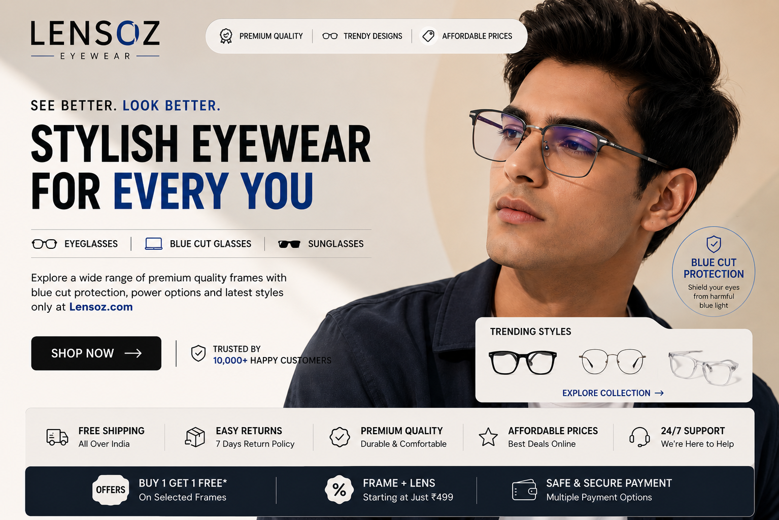 Lensoz - Buy Eyeglasses, Computer Glasses & Sunglasses Online