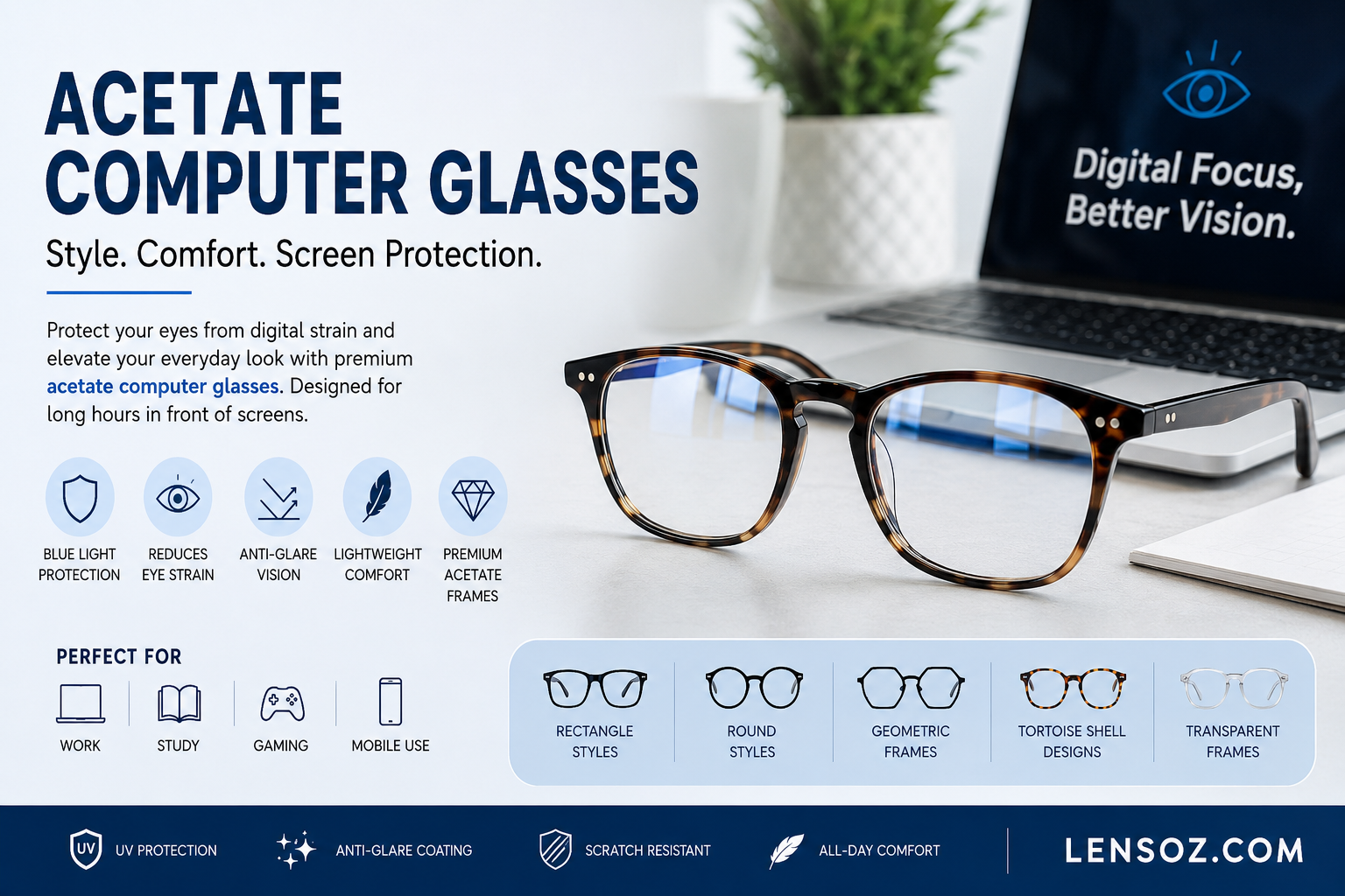 acetate computer glasses