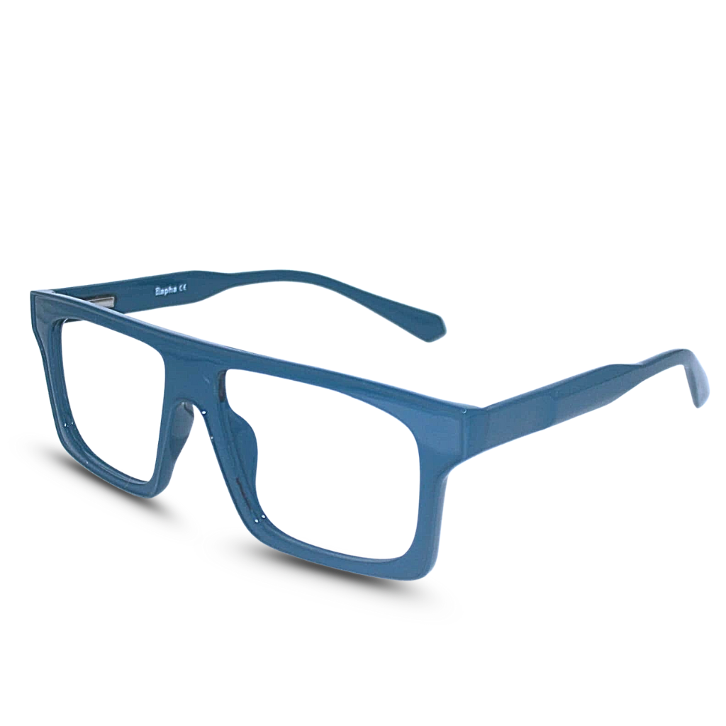 Blue eyeglasses on a white background