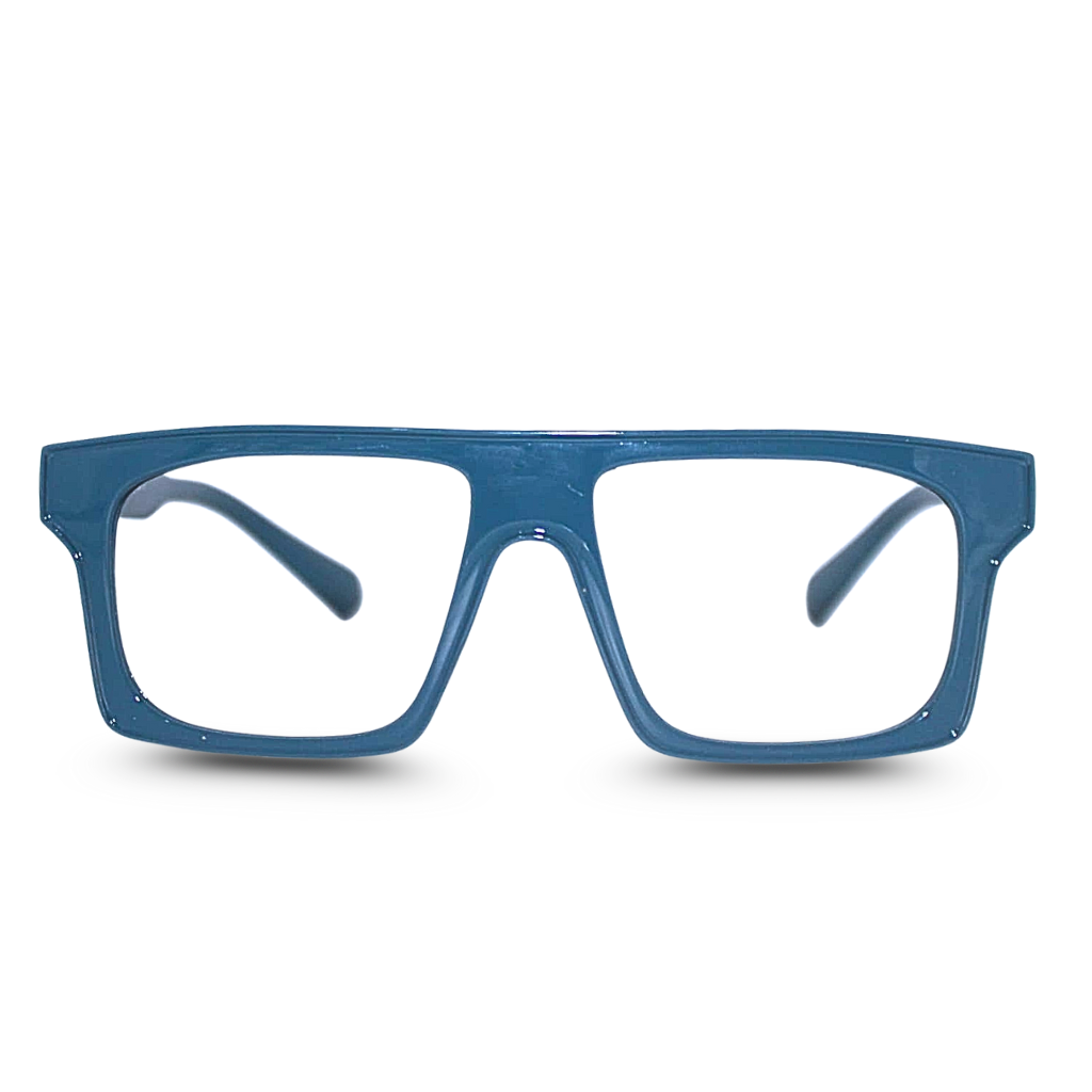 Blue eyeglasses on a white background