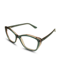 Green eyeglasses on a white background