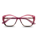 Pink eyeglasses on a white background