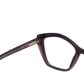 Cat-eye glasses with a dark frame on a white background