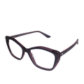 Pair of cat-eye glasses on a white background
