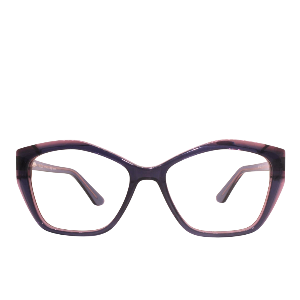 Purple cat-eye glasses on a white background