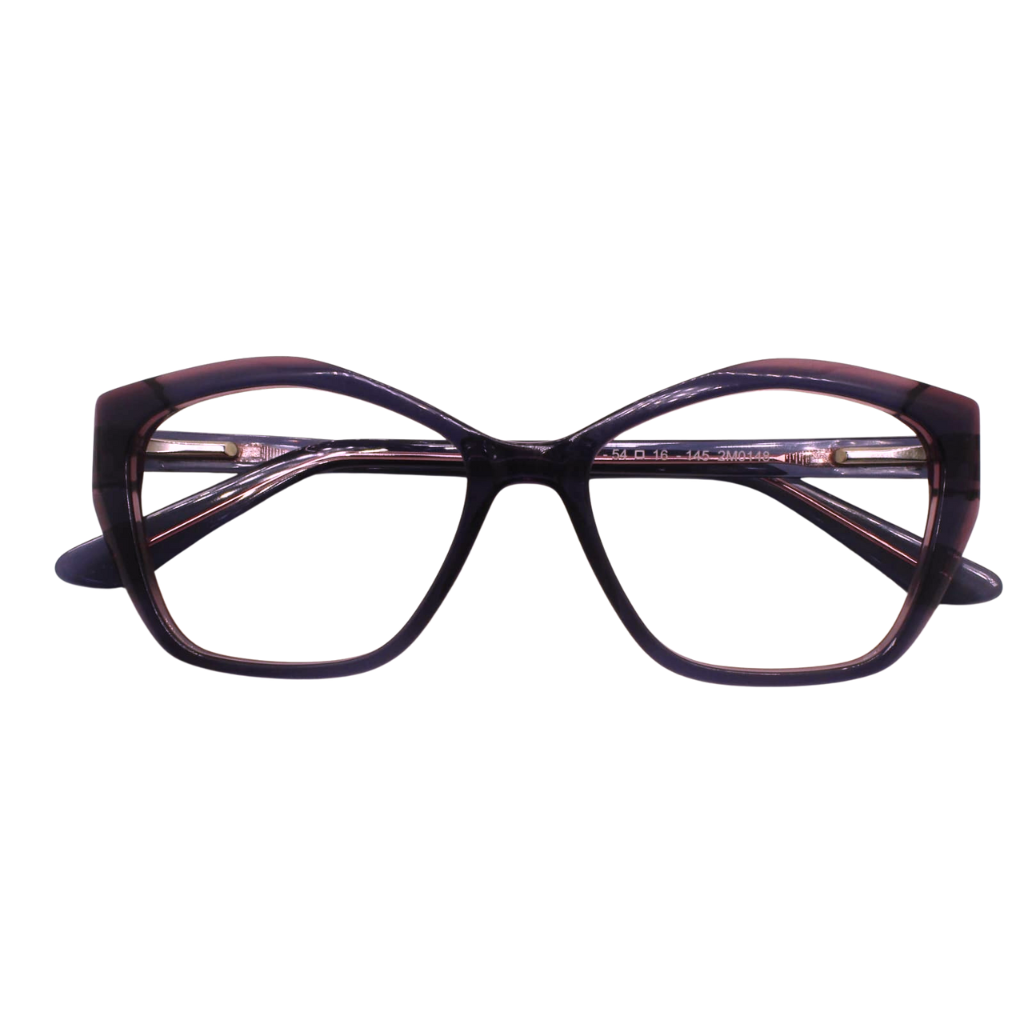 Pair of eyeglasses with a tortoiseshell frame on a white background