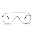 Gold eyeglasses on a white background
