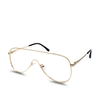 Gold eyeglasses on a white background