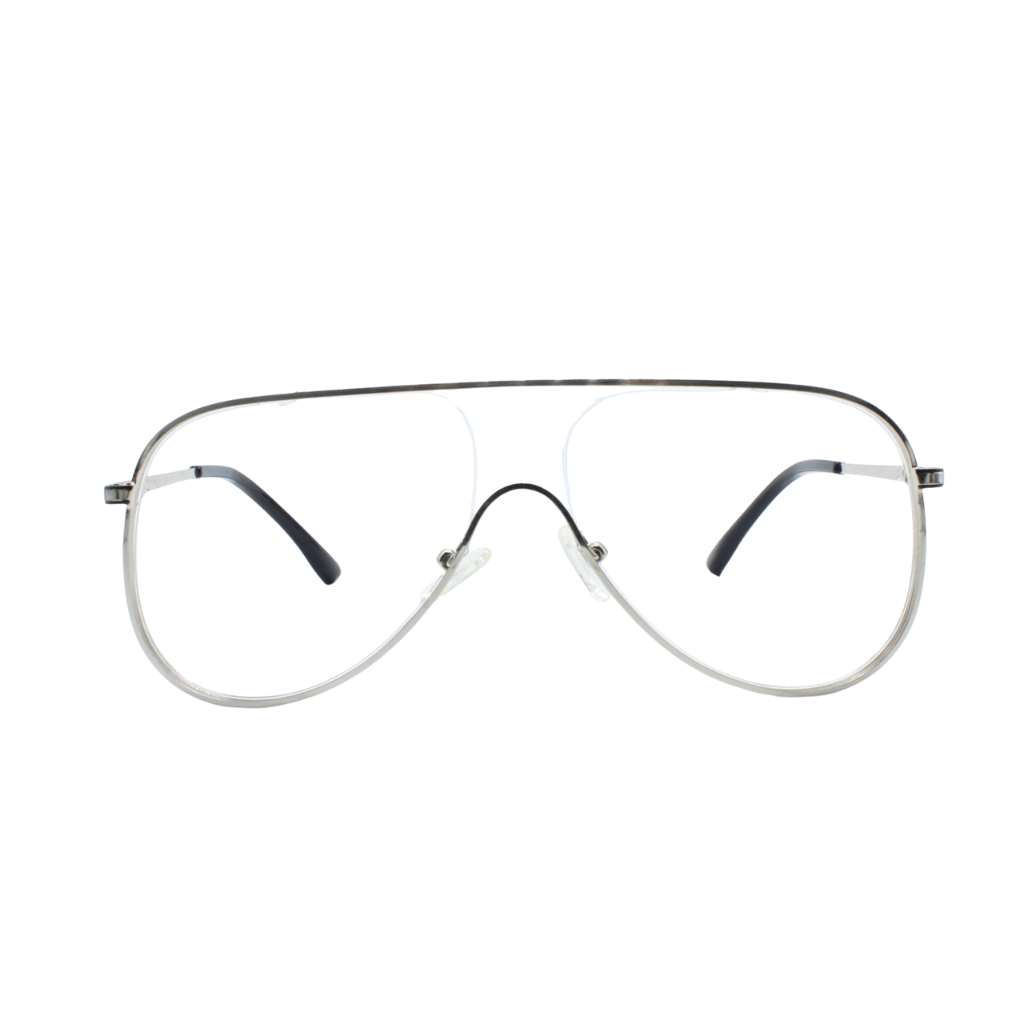 Eyeglasses with a white frame on a white background