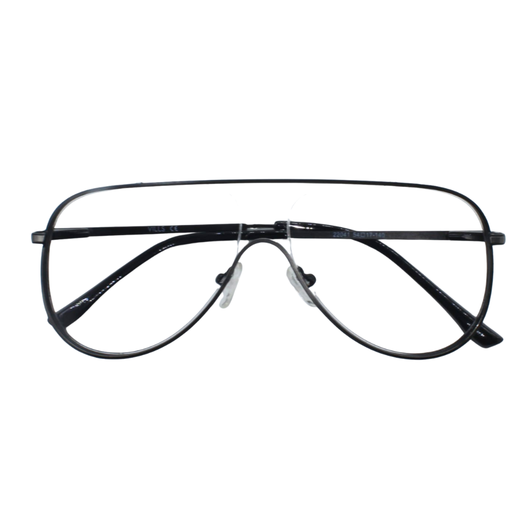 Black eyeglasses on a white background