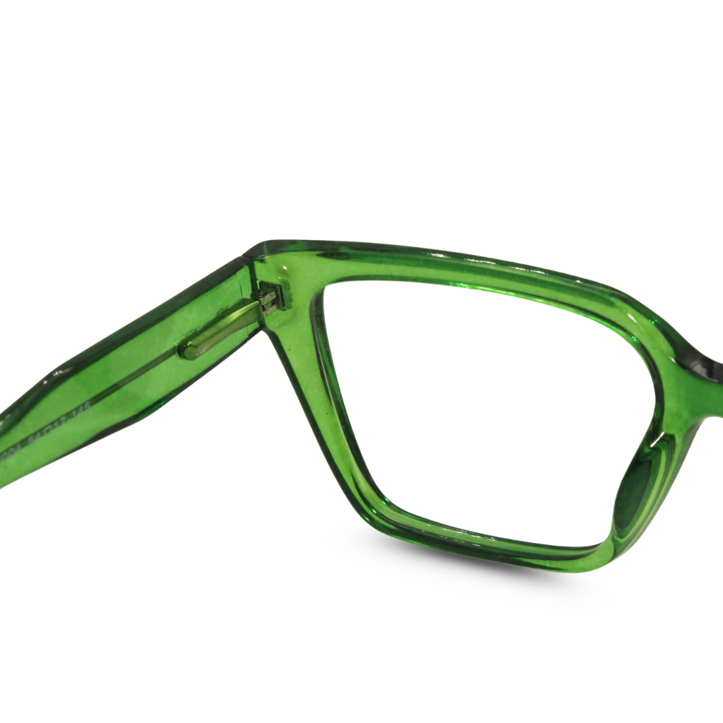 Green eyeglasses on a white background
