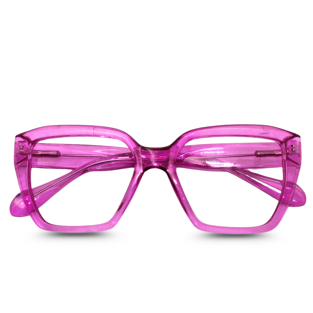Transparent pink eyeglasses