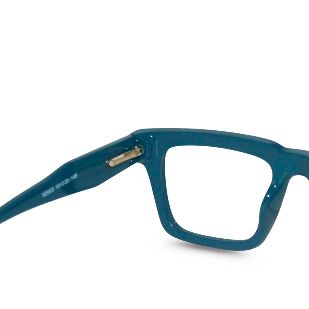 Teal eyeglasses on a white background