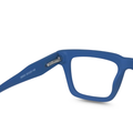 Blue eyeglasses on a white background