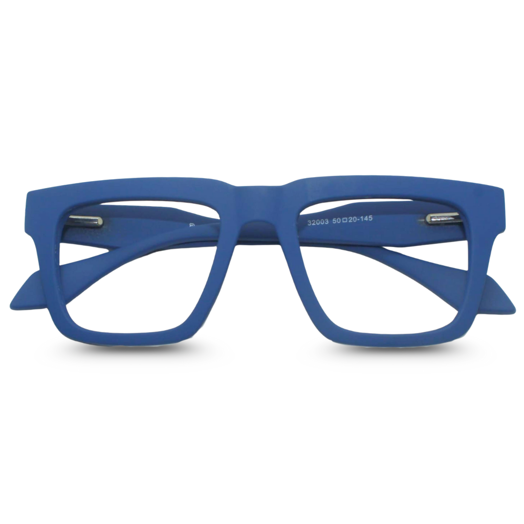 Blue eyeglasses on a white background