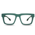 Green eyeglasses on a white background