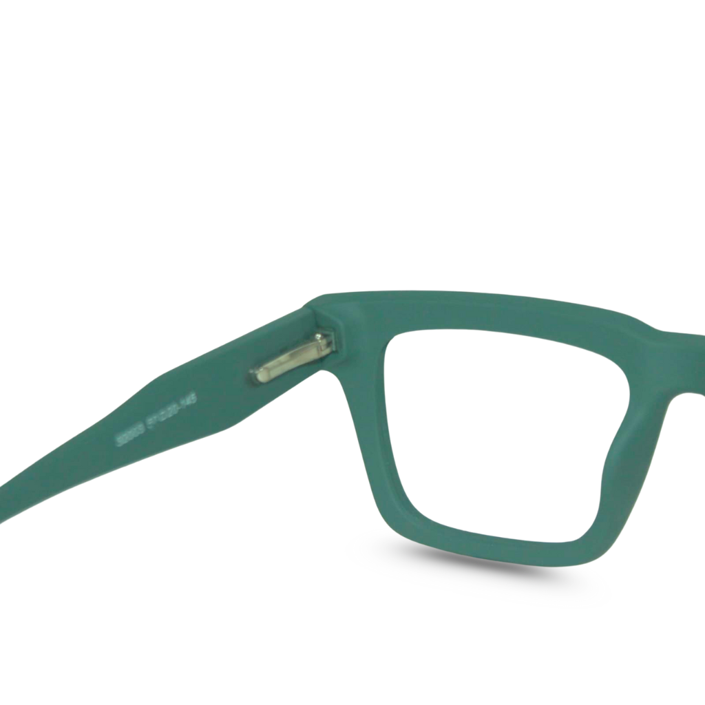 Green eyeglasses on a white background